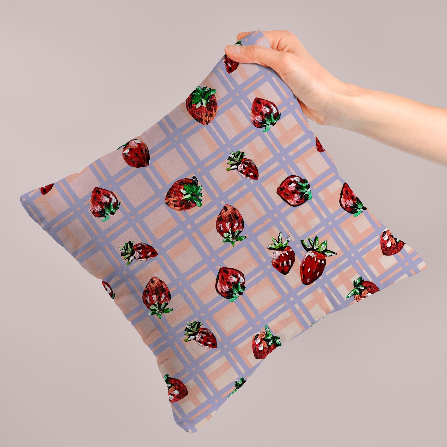 Strawberry Print Reversible Cushion