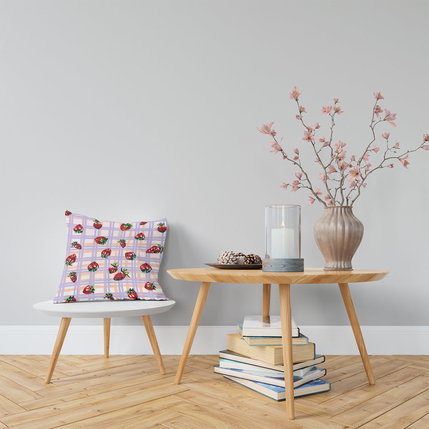 Strawberry Print Reversible Cushion