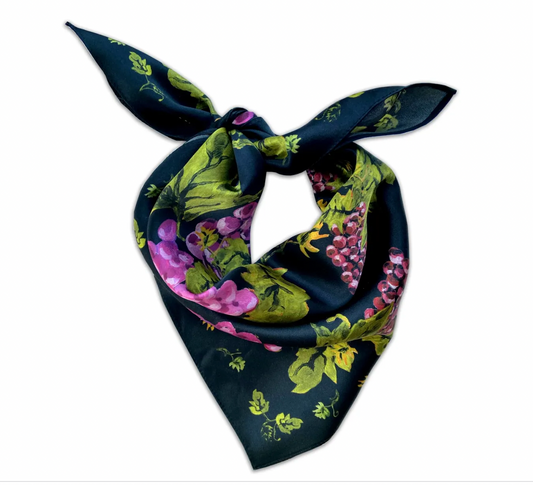 Grape Print Satin Silk Bandana