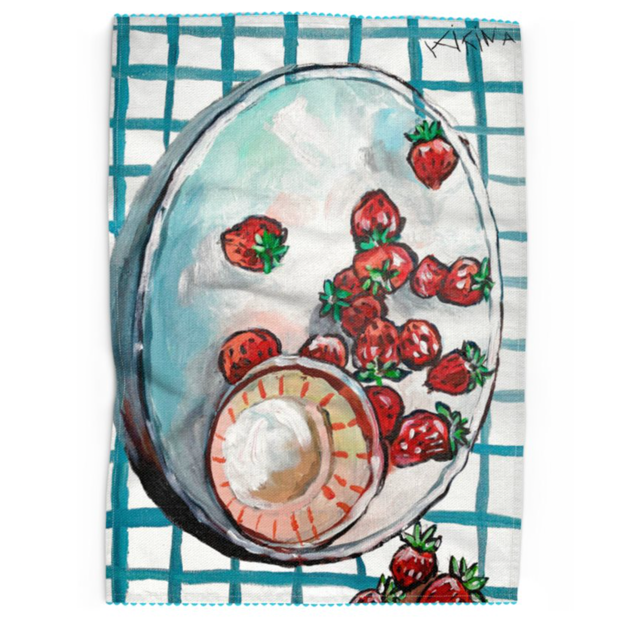 Strawberries. Still life. Linen Cotton Tea Towel