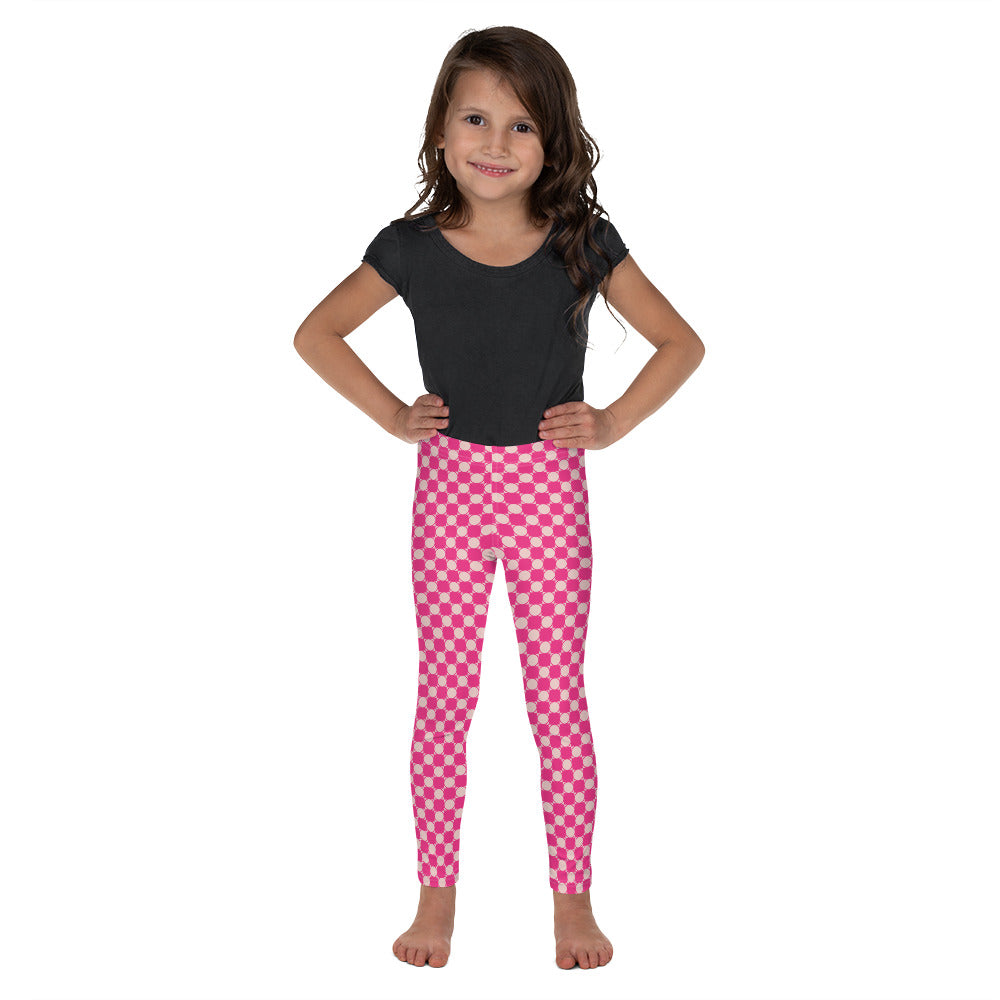 Checkered Kid's Leggings in Fuchsia