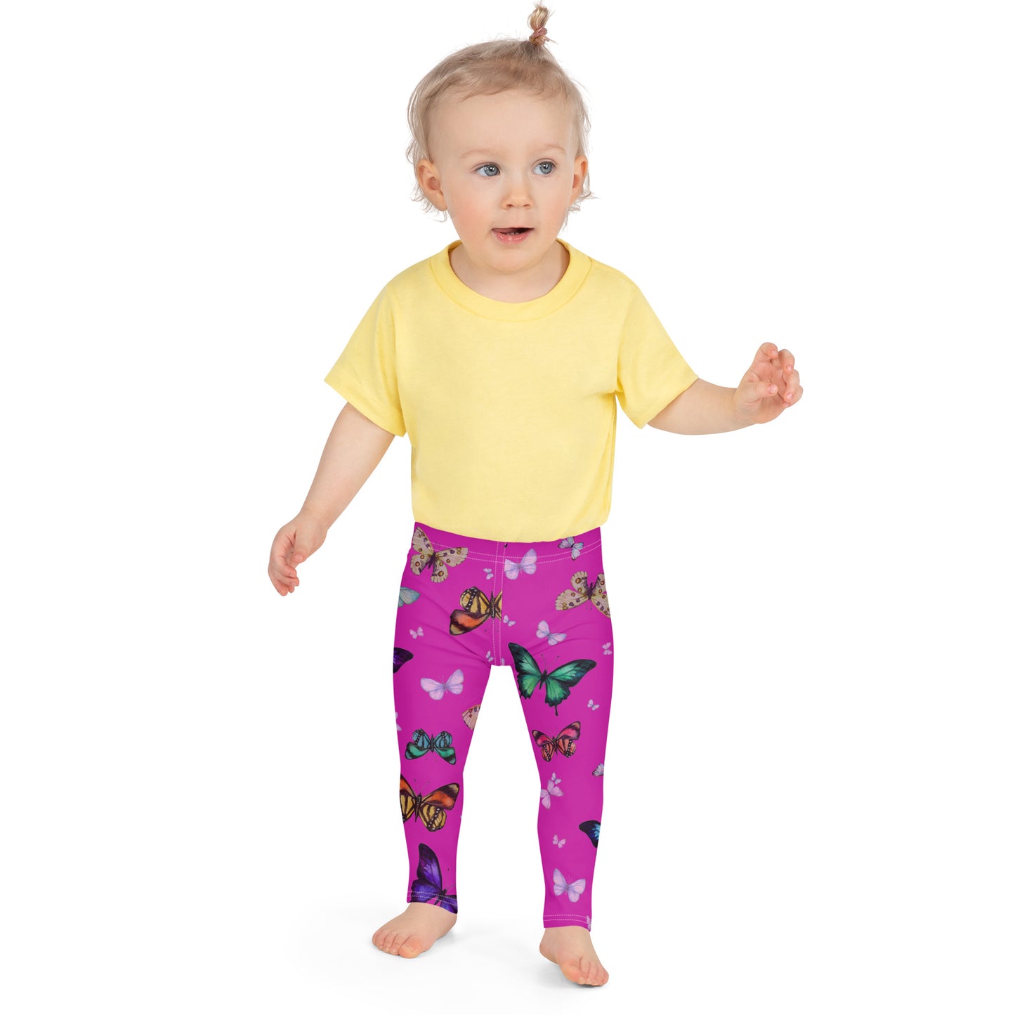 Butterfly Kid's Leggings in Magenta Pink