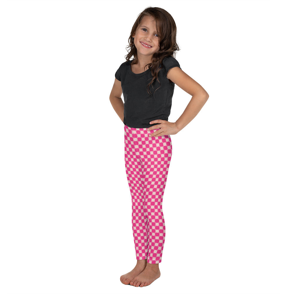 Checkered Kid's Leggings in Fuchsia