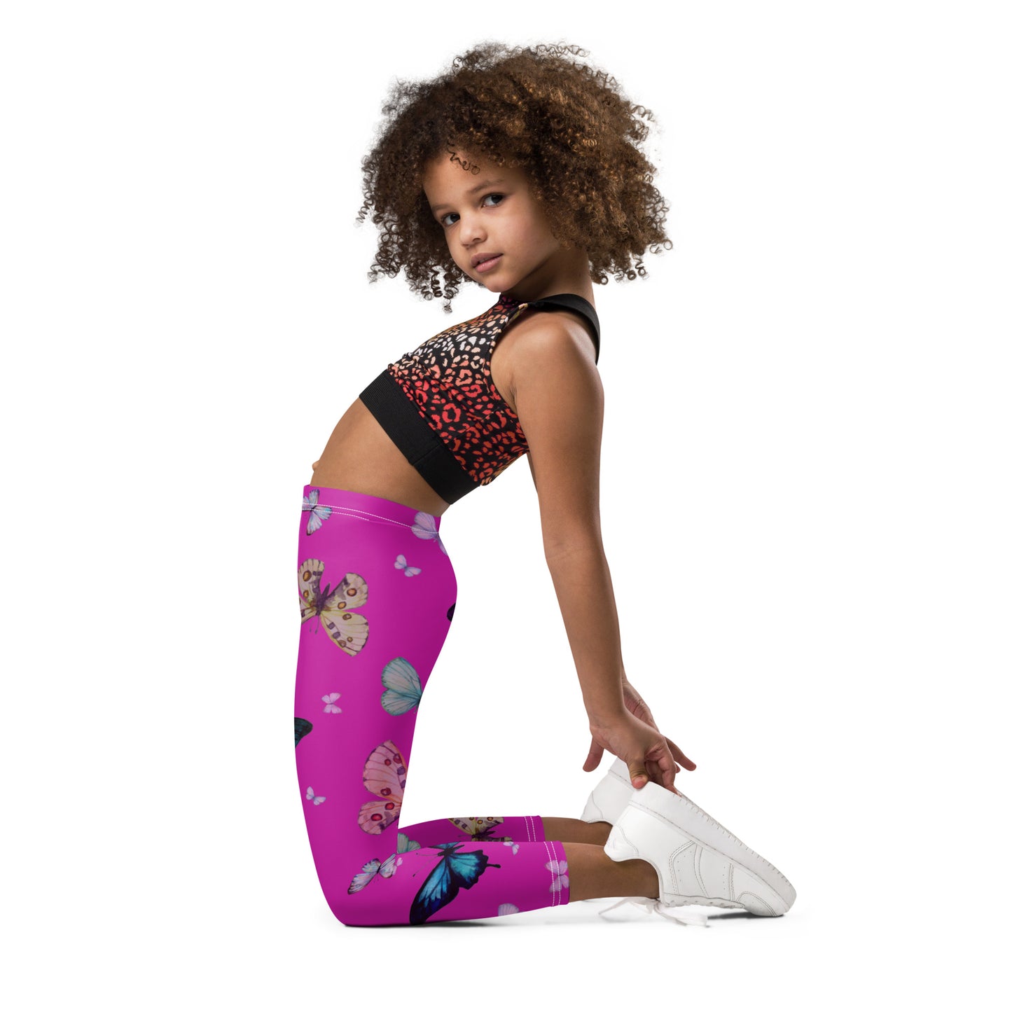 Butterfly Kid's Leggings in Magenta Pink
