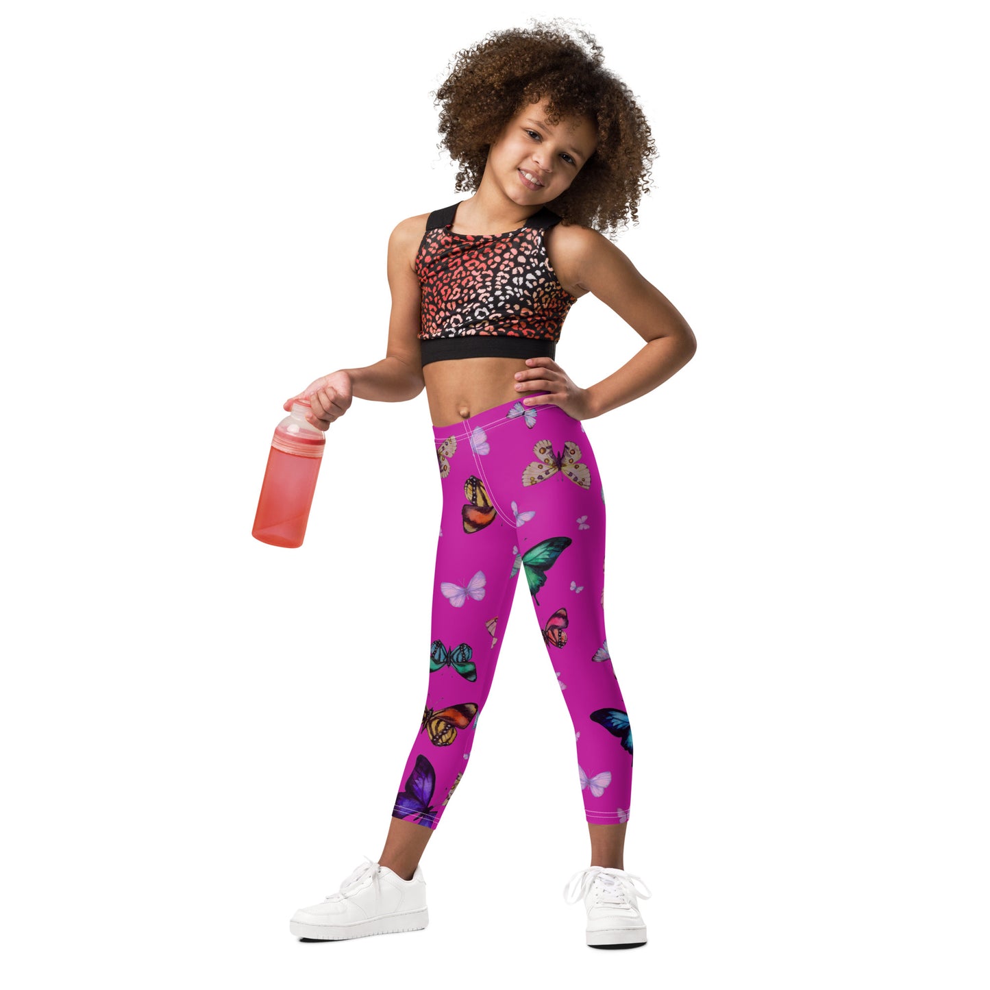 Butterfly Kid's Leggings in Magenta Pink