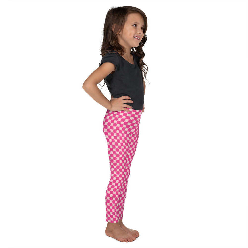 Checkered Kid's Leggings in Fuchsia