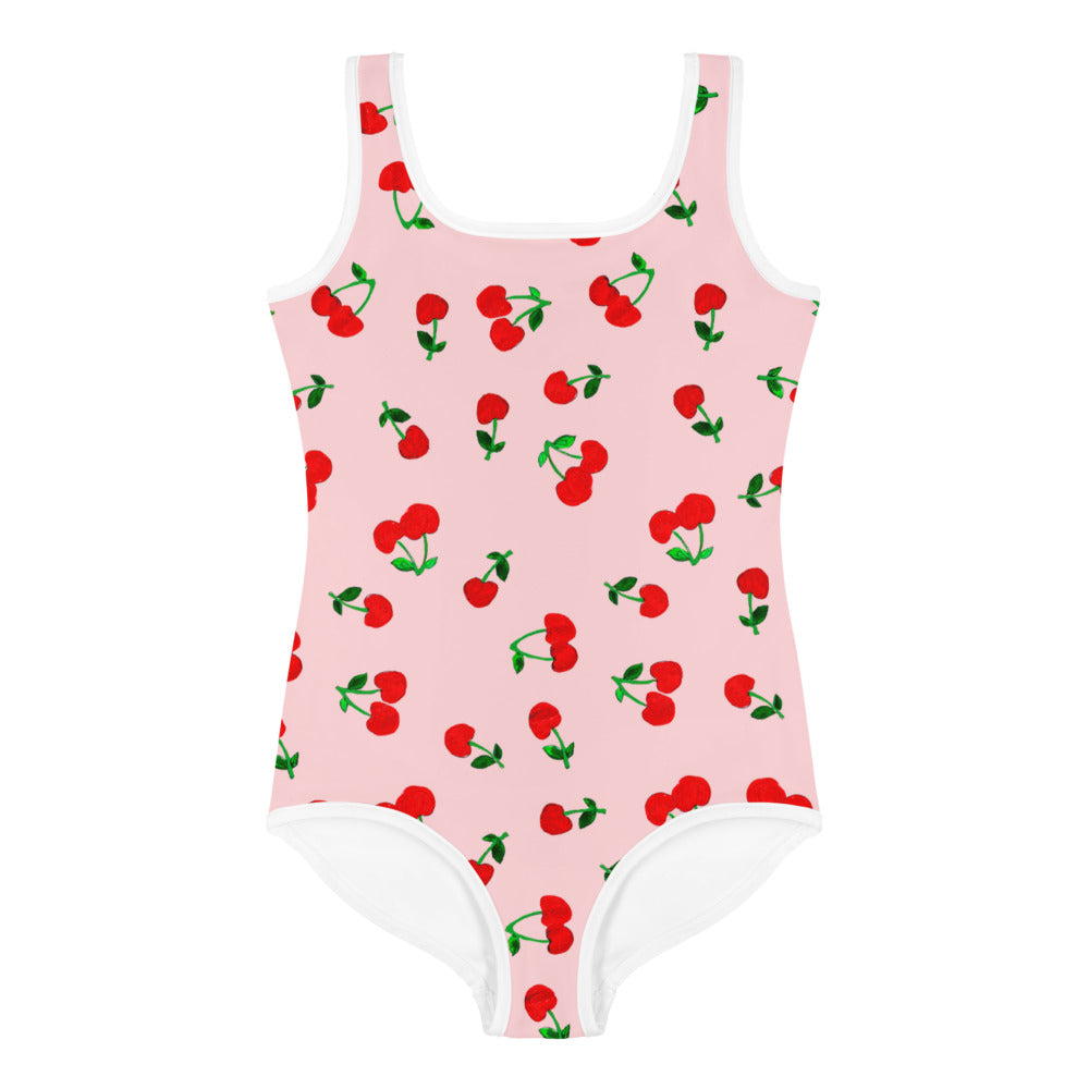 Printed Cherry All-Over Print Kids Swimsuit