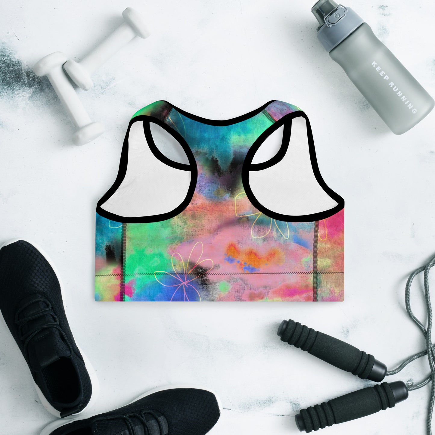 Tie Dye Printed Padded Sports Bra