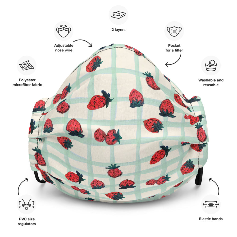Strawberry Print Premium Unisex  Face Mask