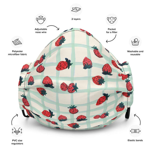 Strawberry Print Premium Unisex  Face Mask