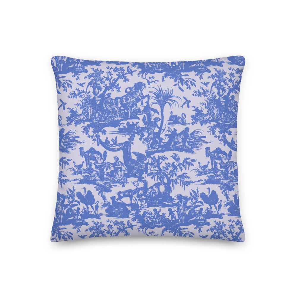 Toile de Jouy Printed Textured Reversible Cushion