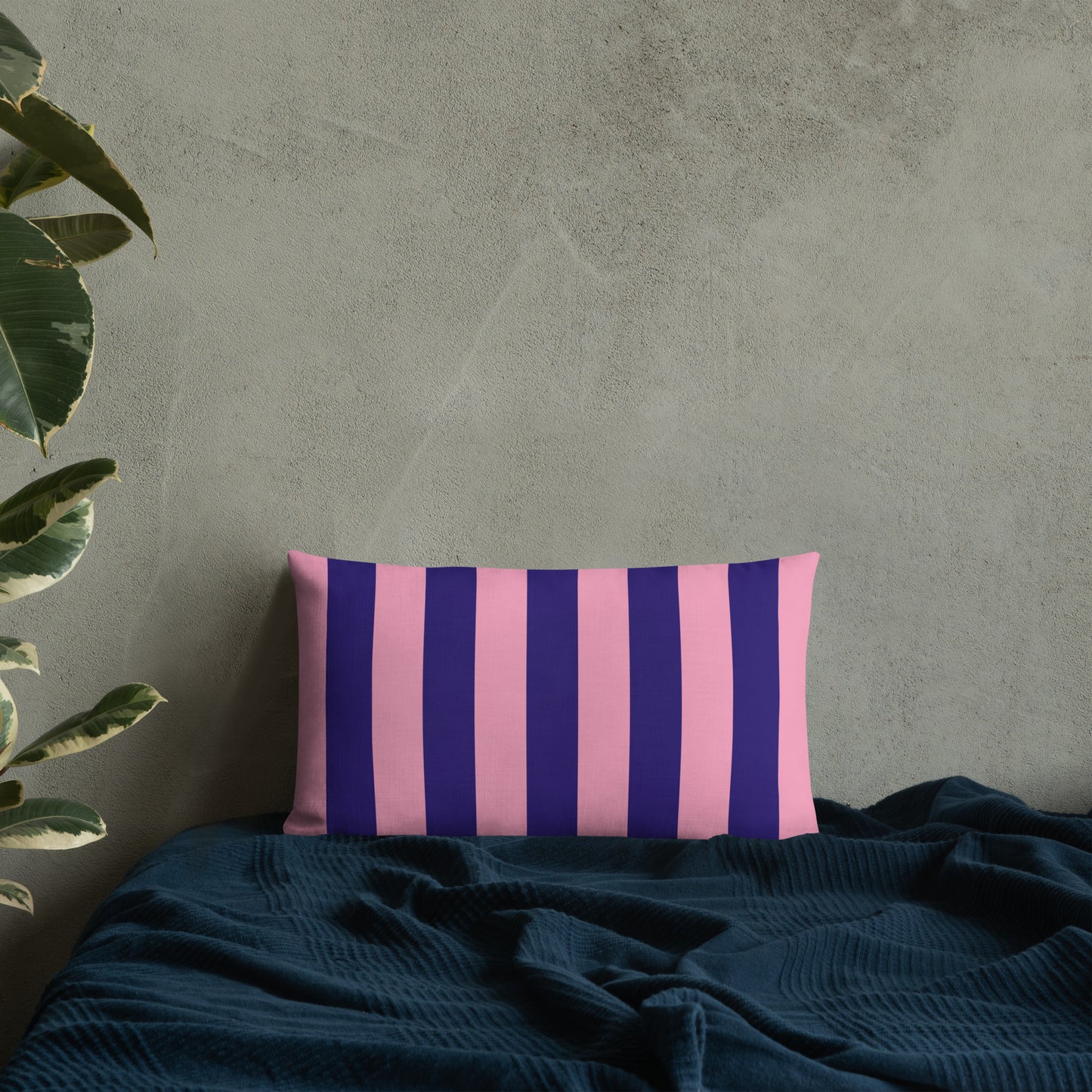 Wide Stripe Premium  Linen Look Pillow