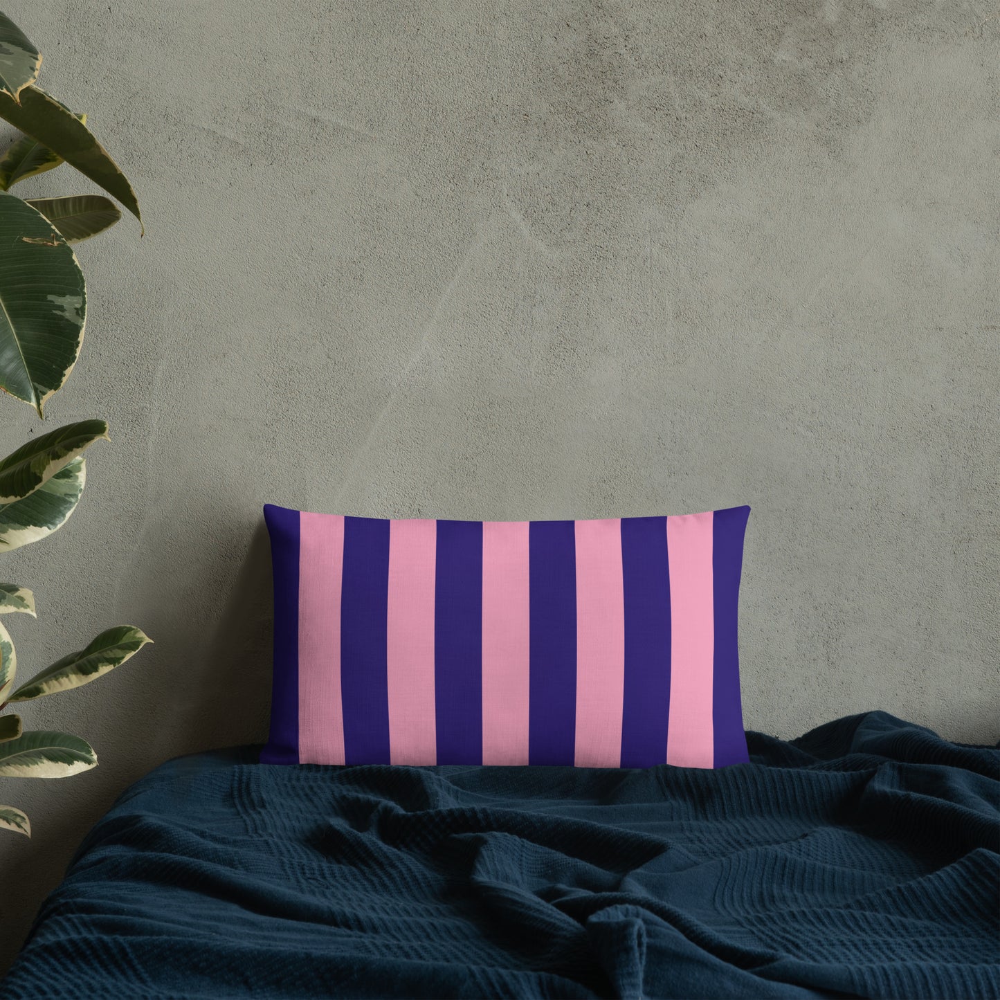 Wide Stripe Premium  Linen Look Pillow