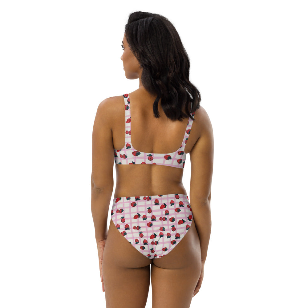 Strawberry Recycled High-waisted Bikini