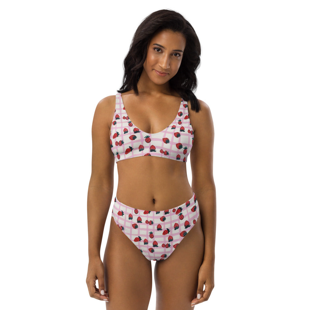 Strawberry Recycled High-waisted Bikini