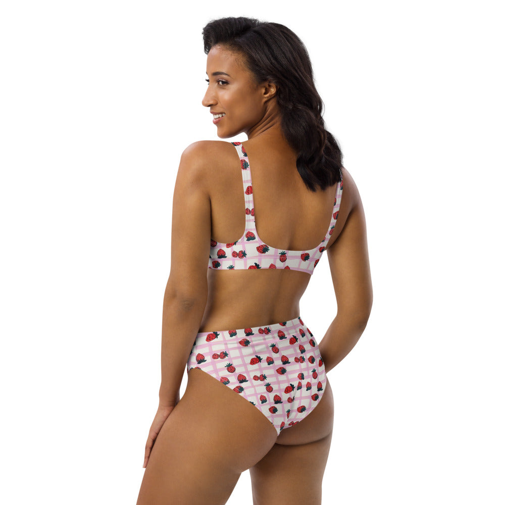 Strawberry Recycled High-waisted Bikini