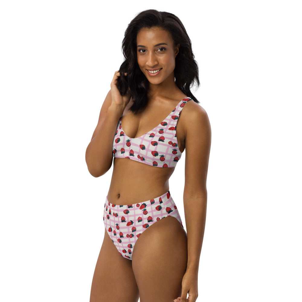 Strawberry Recycled High-waisted Bikini