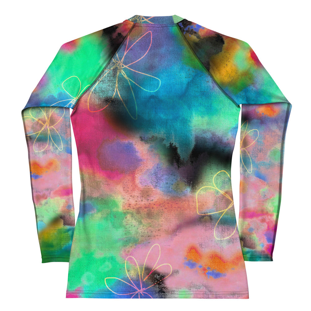 Tie Dye Printed Women's Rash Guard