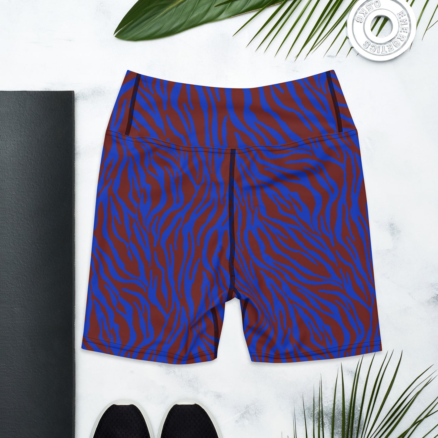 Printed Zebra Biker Shorts in Blue