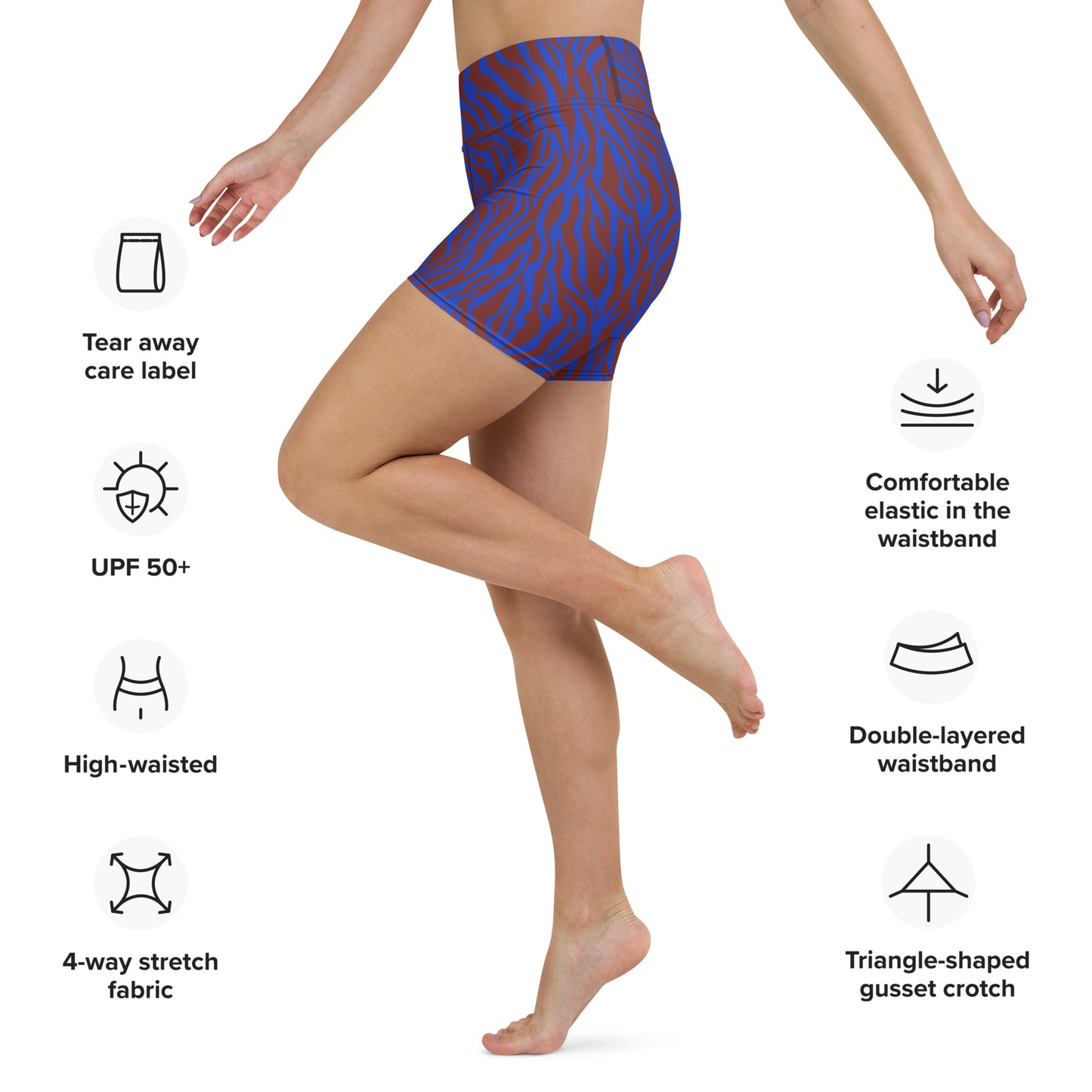 Printed Zebra Biker Shorts in Blue