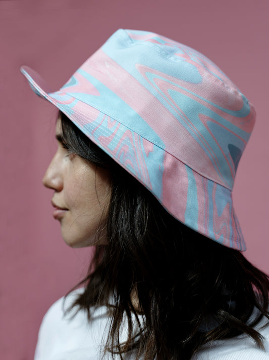 Unisex Trippy Stripe Bucket Hat in Pink & Blue