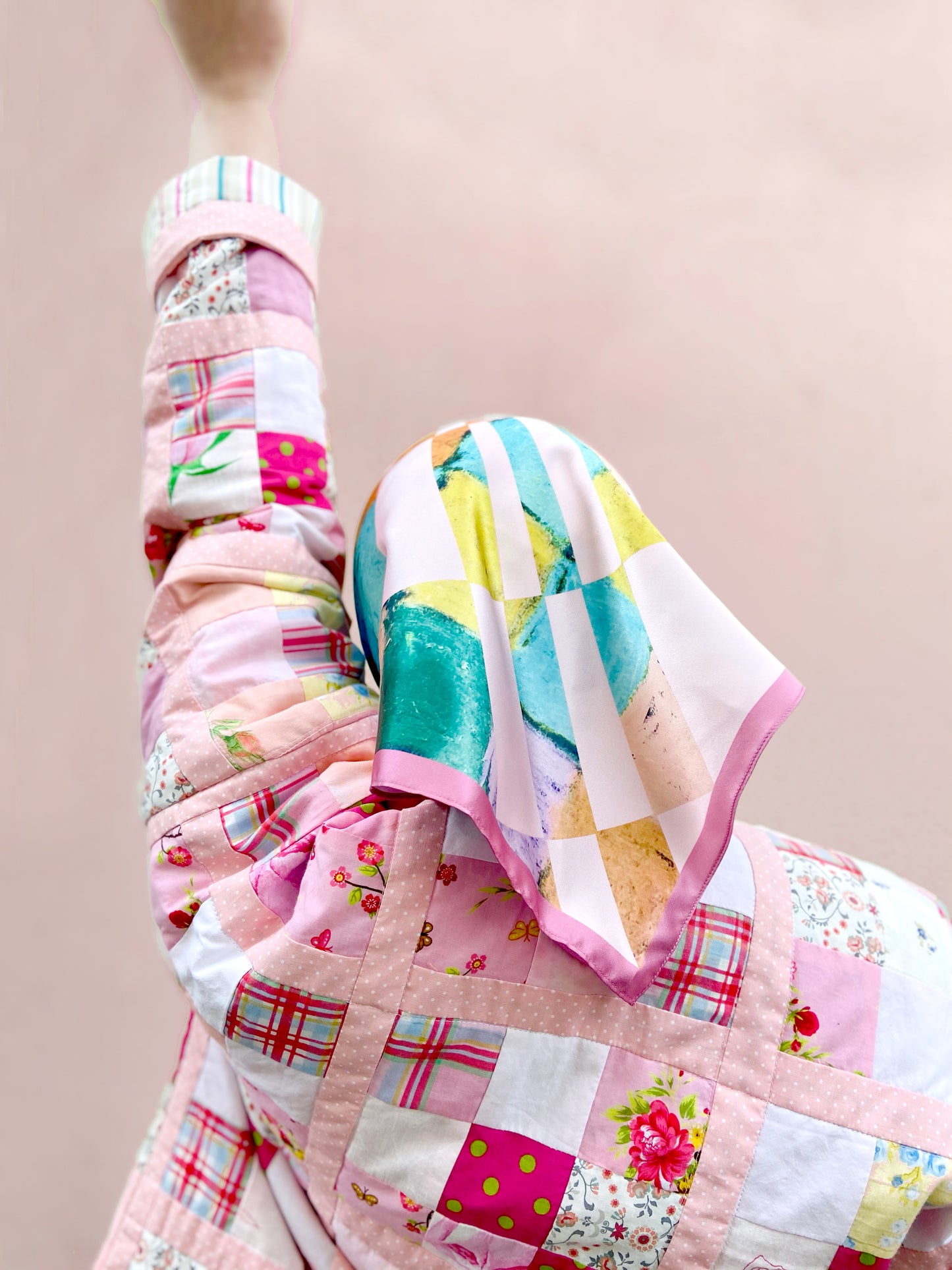 Patchwork Jacket in Pink. Kikina Designs x My Mama's Quilts