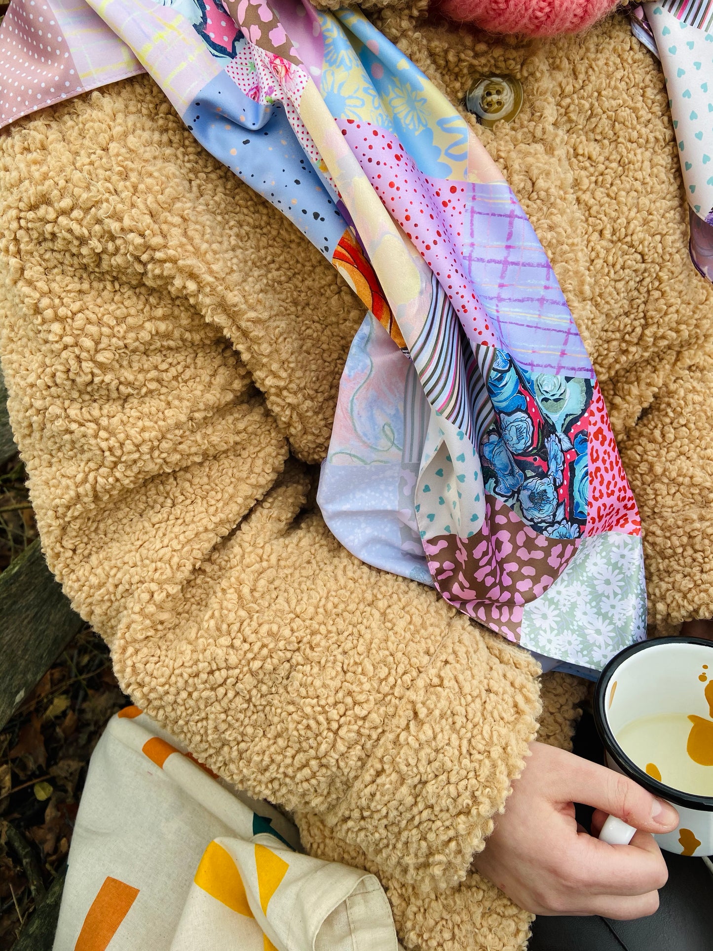 Patchwork Print Satin Square Scarf