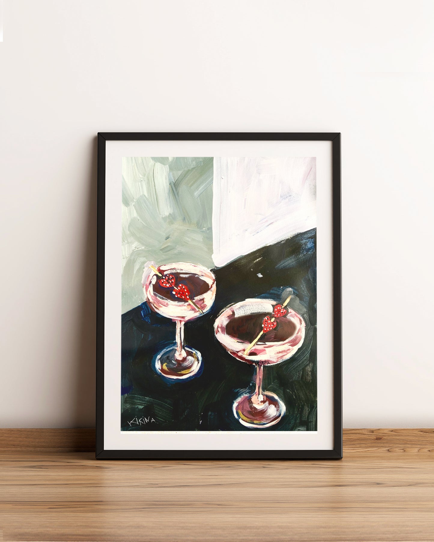 Date night. Strawberry Cocktails. Giclee Print Unframed