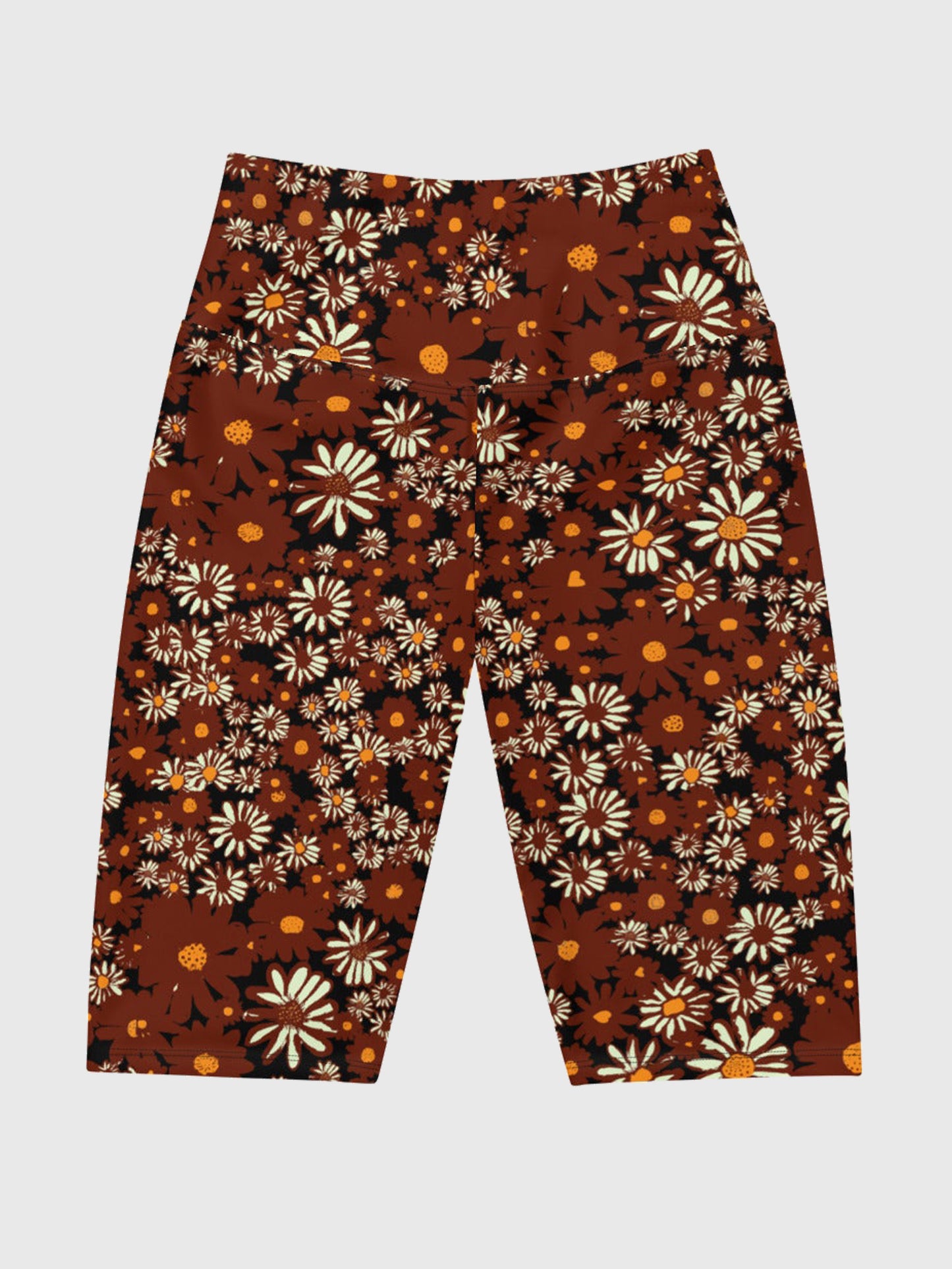 Daisy Print Cycling Shorts in Chocolate