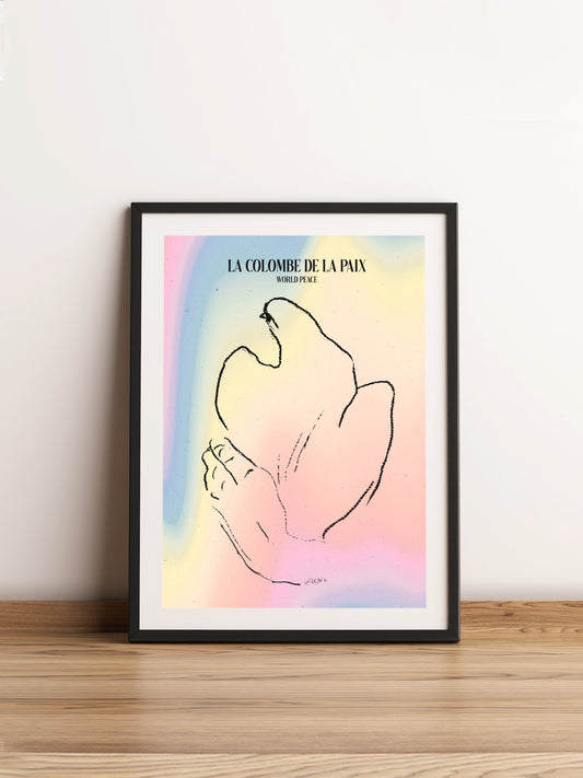 La Colombe de La Paix. Dove of Peace. A3 Artwork