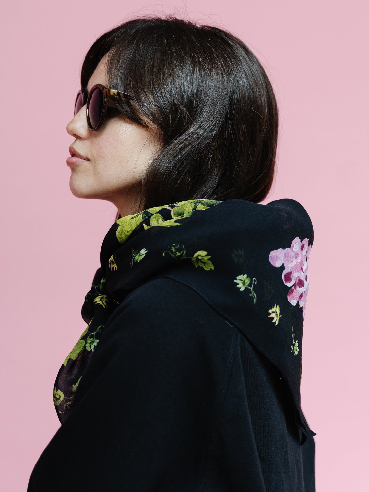 Grape Print Georgette Silk Square Scarf