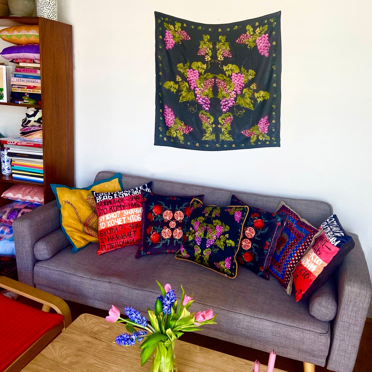 Grape Print Satin Silk Cushion