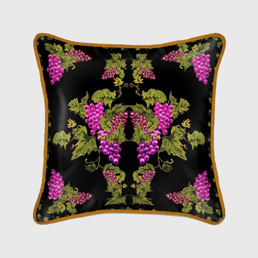 Grape Print Satin Silk Cushion