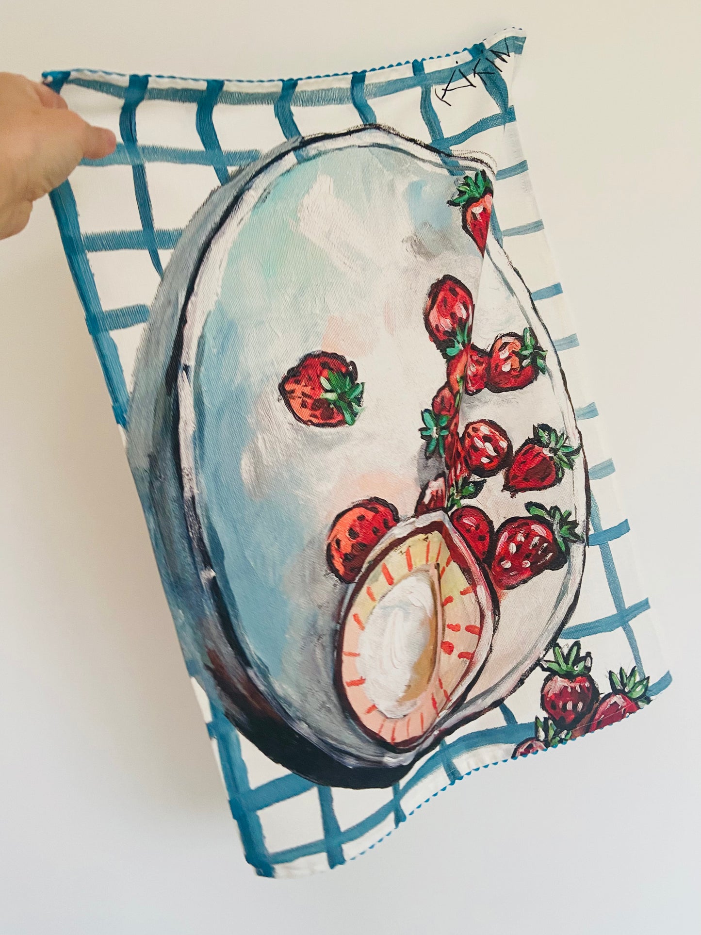 Strawberries. Still life. Linen Cotton Tea Towel