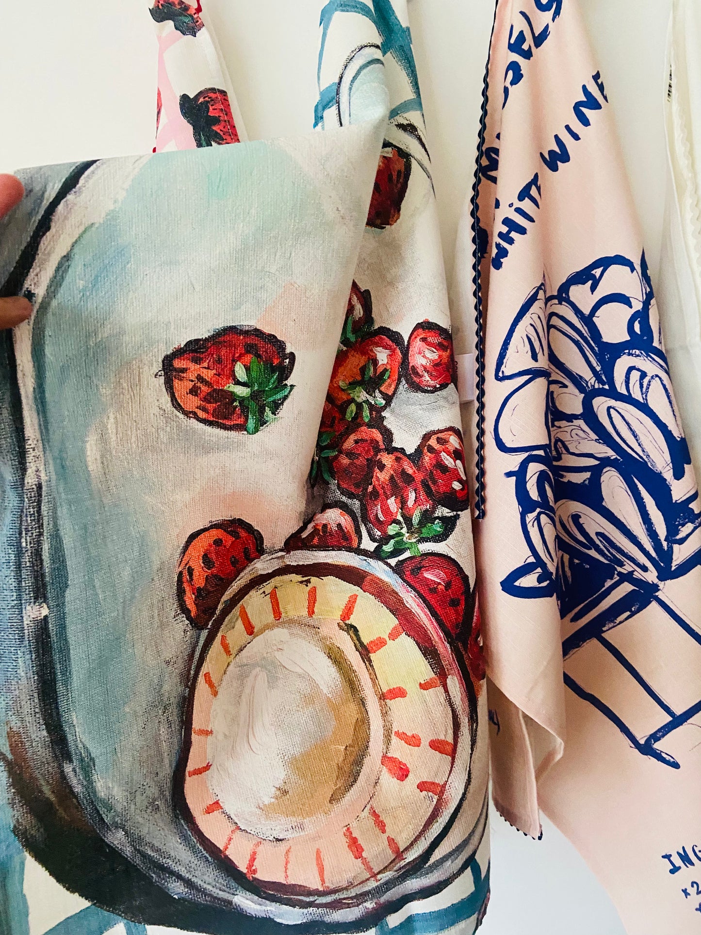 Strawberries. Still life. Linen Cotton Tea Towel