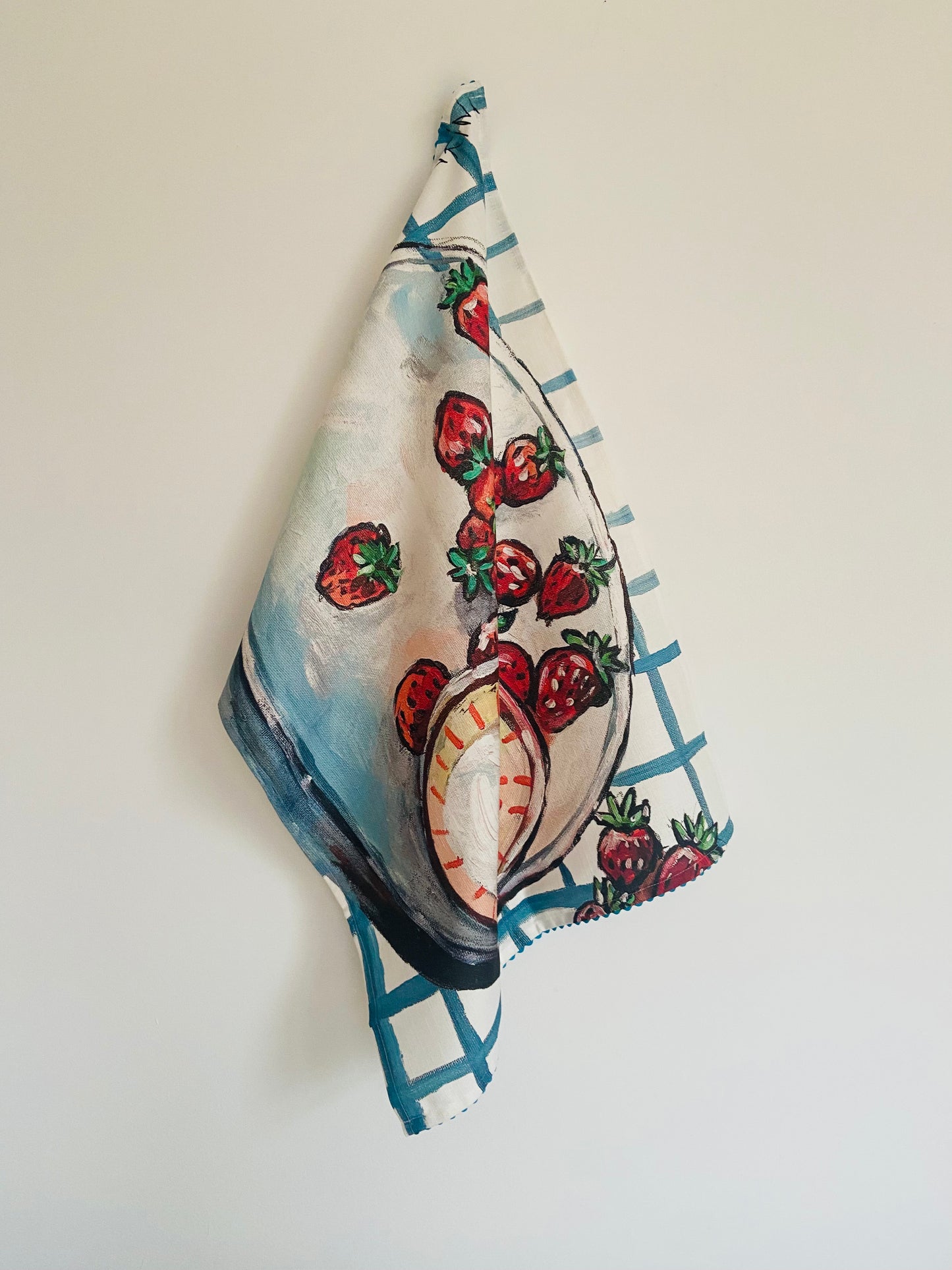 Strawberries. Still life. Linen Cotton Tea Towel