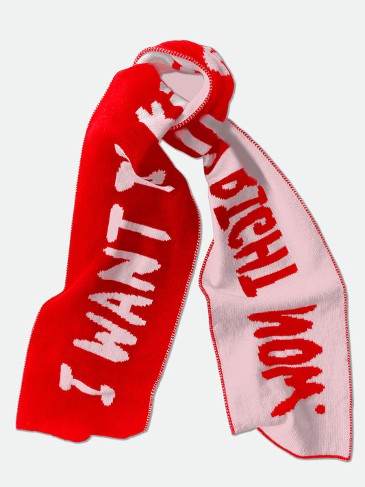 Kiss Slogan Wool and Cashmere Scarf