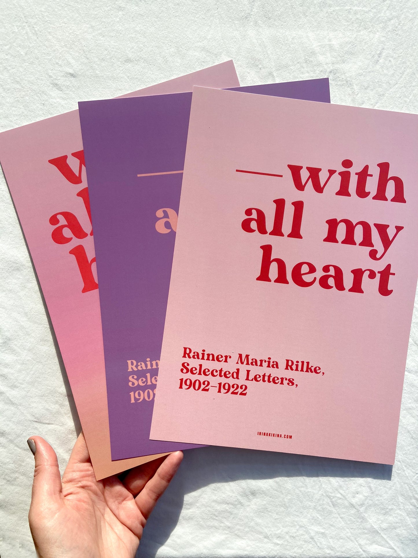 With All my Heart. Rilke Letter Quote Artwork. Poster.