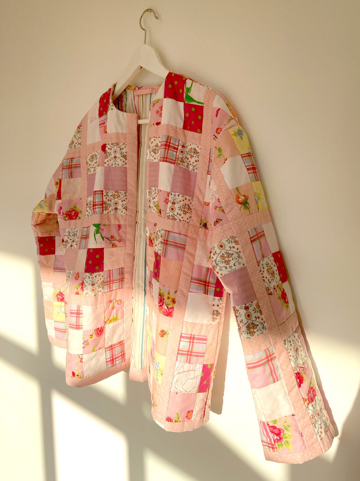Patchwork Jacket in Pink. Kikina Designs x My Mama's Quilts