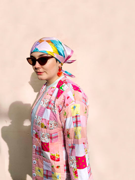 Patchwork Jacket in Pink. Kikina Designs x My Mama's Quilts