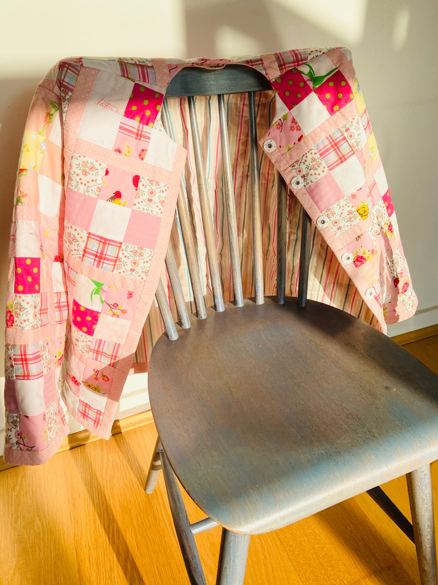 Patchwork Jacket in Pink. Kikina Designs x My Mama's Quilts