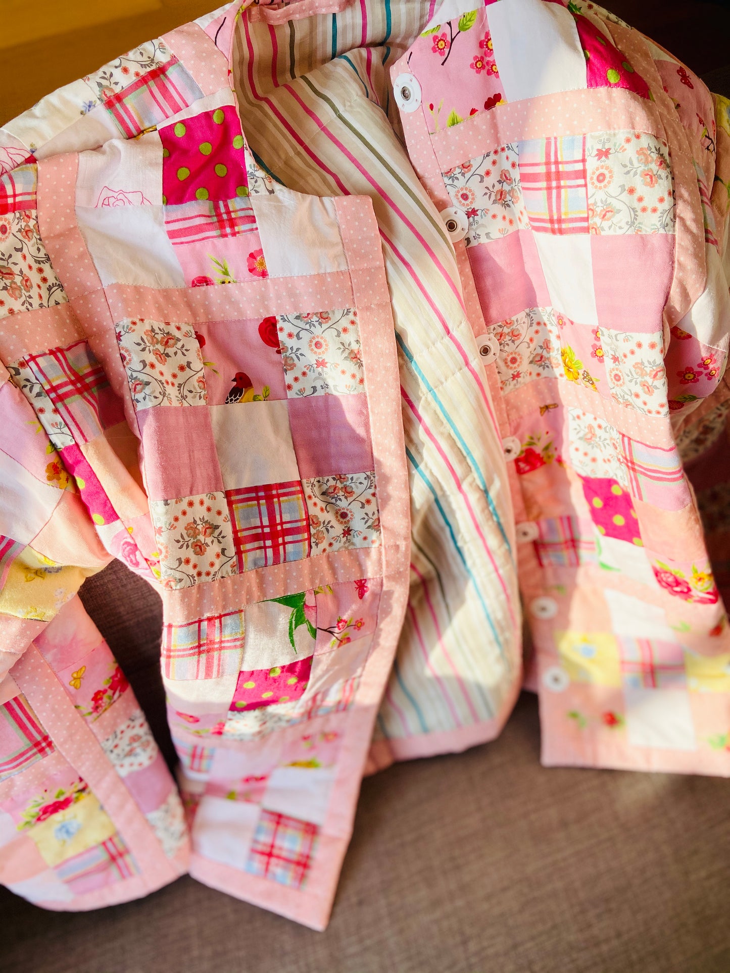 Patchwork Jacket in Pink. Kikina Designs x My Mama's Quilts