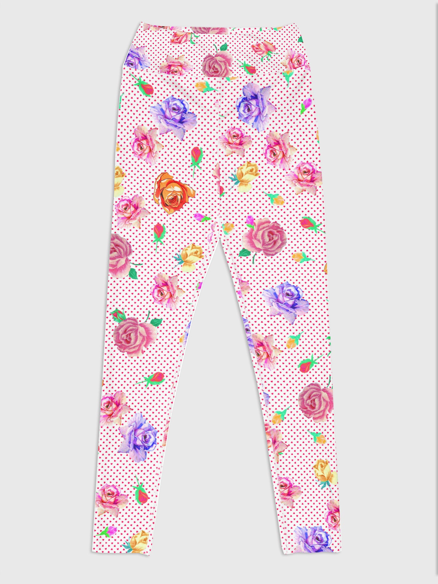 Rose Love Heart Print Highwaisted Yoga Leggings