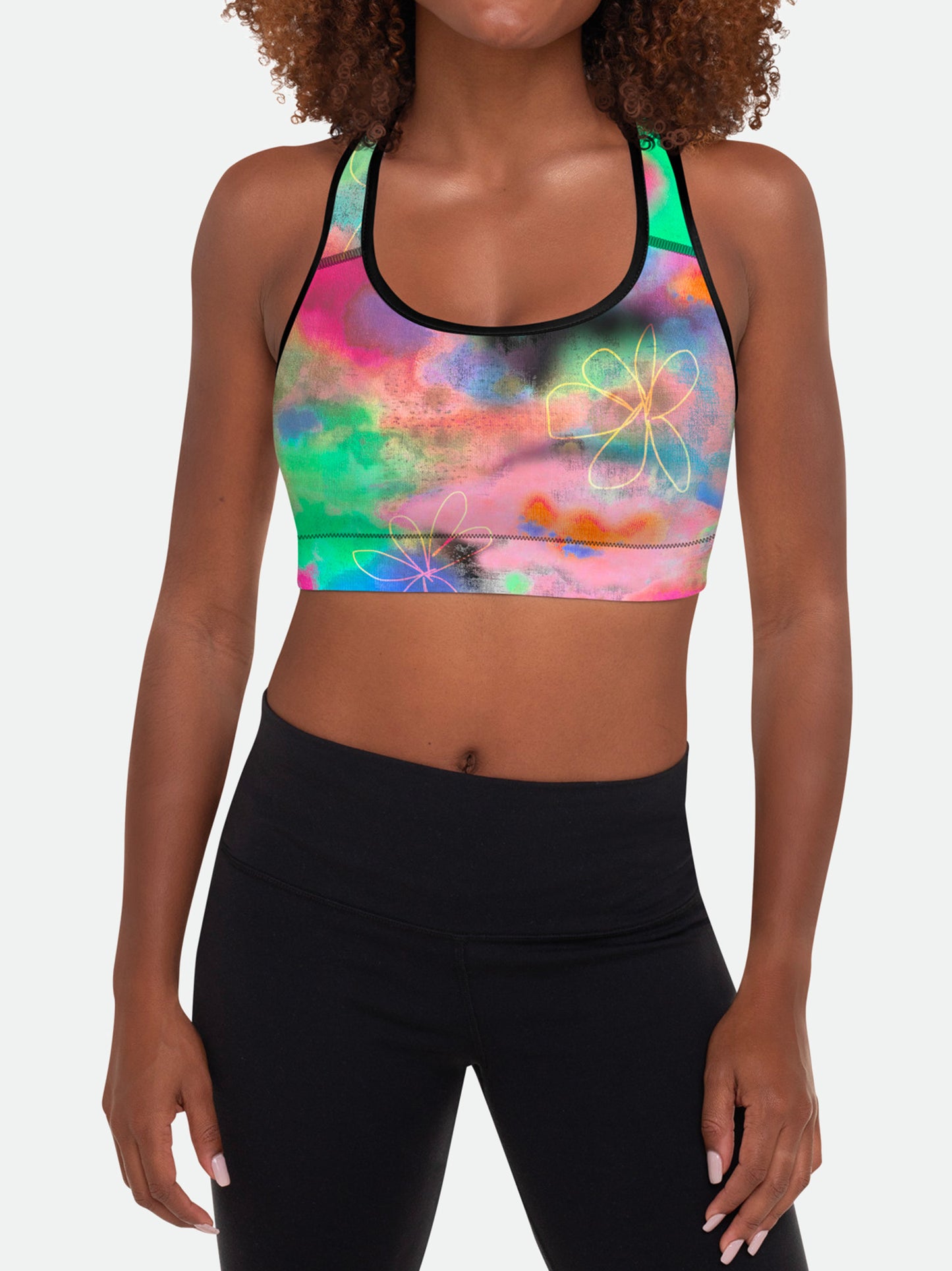 Tie Dye Printed Padded Sports Bra