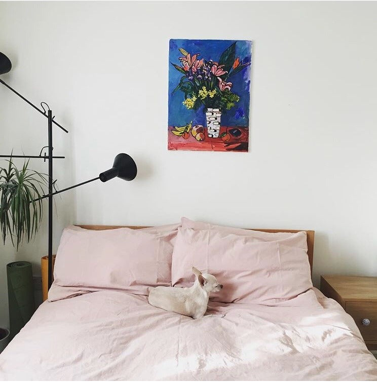 Still Life with Iris in Blue. Satin Silk Bandana